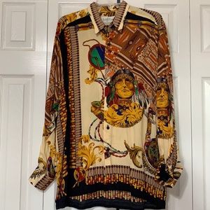 Native American Print Button Down